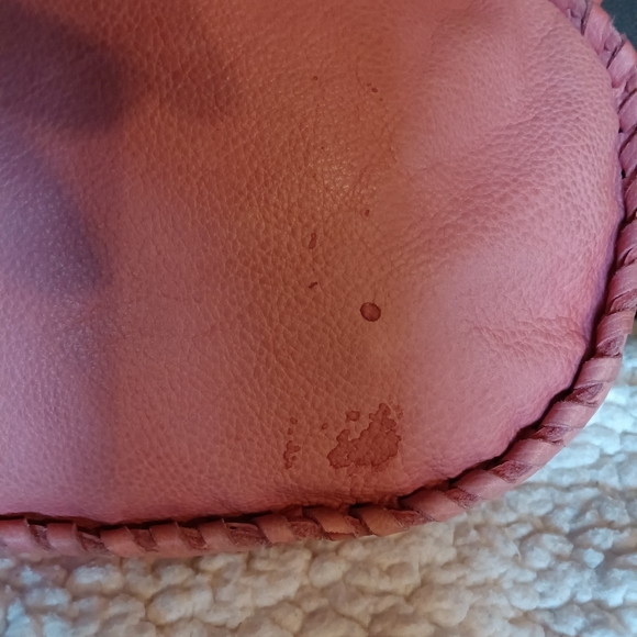 Cut N' Paste pale pink leather crossbody bag small drawstring purse - Picture 9 of 10